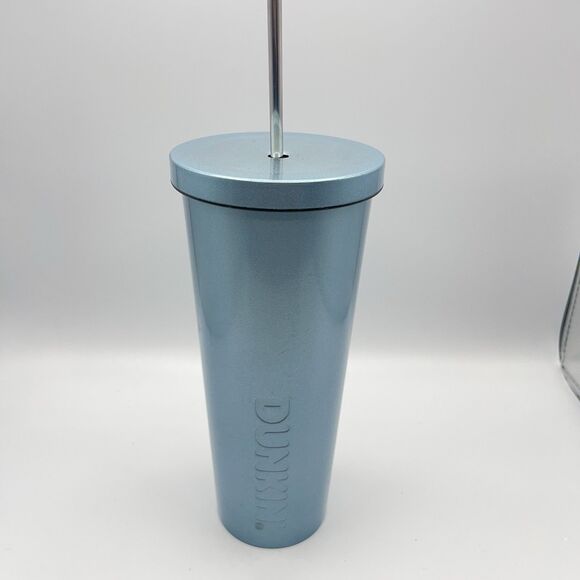 Dunkin Donuts Other - Dunkin Donuts 24oz Stainless Steel Sipper Tumbler Iridescent Blue EUC